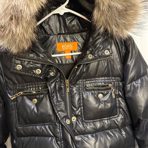 Gently used Kors by Michael Kors jacket. Down with real coyote fur trimmed hood. - Picture 5 of 5